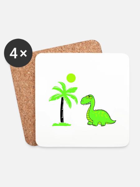 dinosaurier palme 02 - Untersetzer (4er-Set) - Weiß