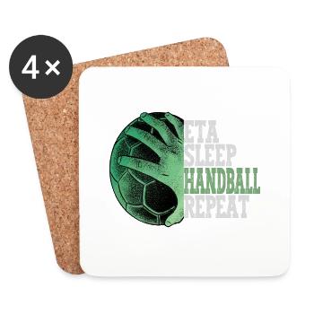 Manger dormir handball répéter joueur de handball drôle - Dessous de verre (lot de 4) - blanc - Devant