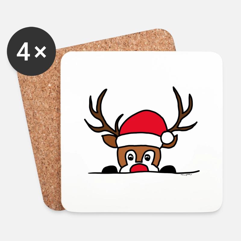 Elch Weihnachten - Untersetzer (4er-Set) - Weiß
