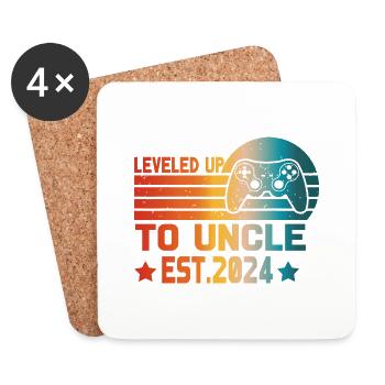 Stufenaufstieg zum Onkel Level Freigeschaltet Est Onkel 2024 - Untersetzer (4er-Set) - Weiß - Vorne
