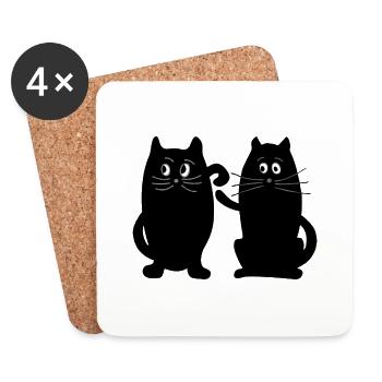 Chats - Dessous de verre (lot de 4) - blanc - Devant