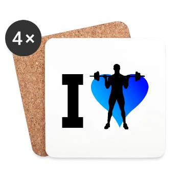 Women's Weightlifting Men's Fitness Cardio Strength Training - Coasters (set of 4) - white - Front