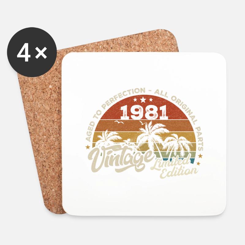 Vintage 1981 Geburtstag Retro 1981 - Untersetzer (4er-Set) - Weiß