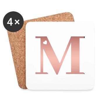 Buchstabe M Roségold - Untersetzer (4er-Set) - Weiß - Vorne