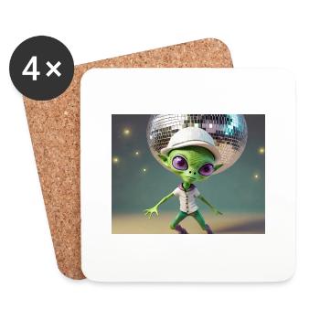 cute little green retro vintage alien everyday - Coasters (set of 4) - white - Front