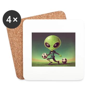 cute little green retro vintage alien everyday - Coasters (set of 4) - white - Front