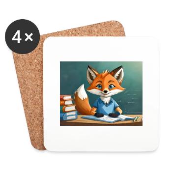 cute little fiend fox everyday life – is reading - Coasters (set of 4) - white - Front
