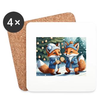 Mignon petit renard démon vie quotidienne - biscuits - Dessous de verre (lot de 4) - blanc - Devant