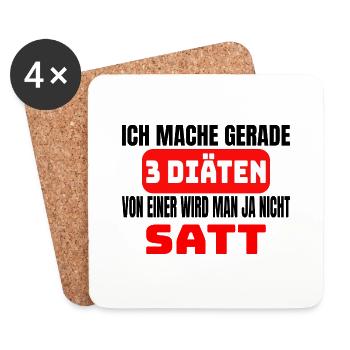 Lustiger Spruch 3 Diäten Sonst Nicht Satt - Untersetzer (4er-Set) - Weiß - Vorne