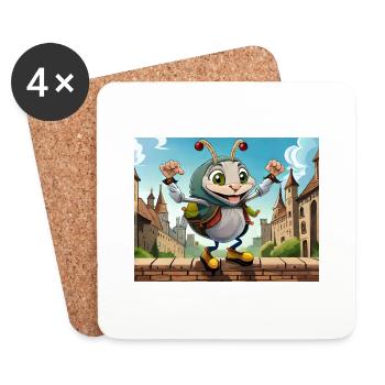 On the wall on the lookout Auf der Mauer - Coasters (set of 4) - white - Front