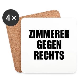 Zimmerer gegen rechts - Untersetzer (4er-Set) - Weiß - Vorne
