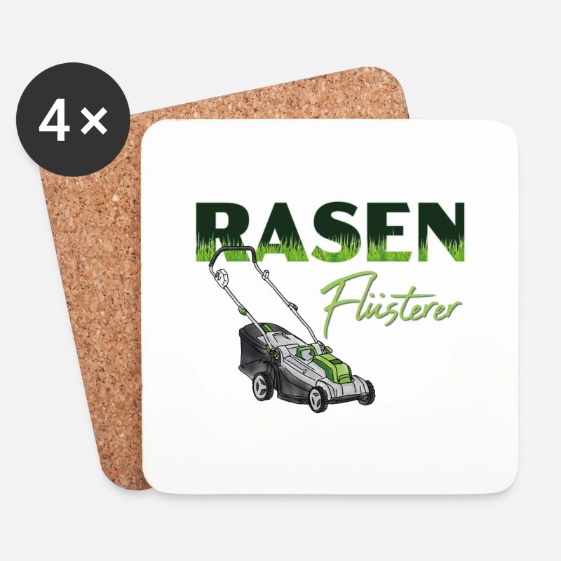 Design "Rasen-Flüsterer" - Untersetzer (4er-Set) - Weiß
