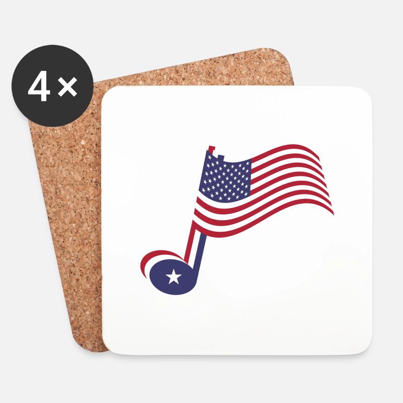 Country-Musik-Note und Spangled-Banner - Untersetzer (4er-Set) - Weiß