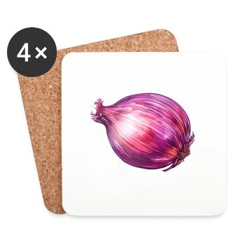 Oignon rouge - Dessous de verre (lot de 4) - blanc - Devant