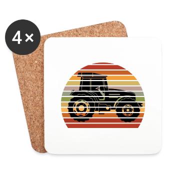 Traktor Trecker Landwirte Bauern - Untersetzer (4er-Set) - Weiß - Vorne
