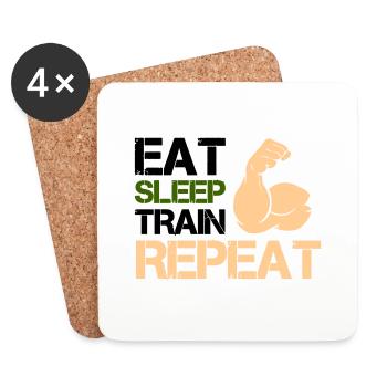 Biceps Eat Sleep Train - Coasters (set of 4) - white - Front