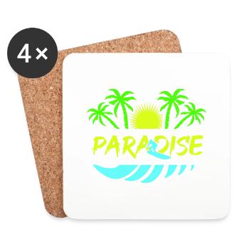 Paradis du surf - Dessous de verre (lot de 4) - blanc - Devant