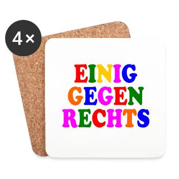 Einig gegen rechts - Untersetzer (4er-Set) - Weiß - Vorne