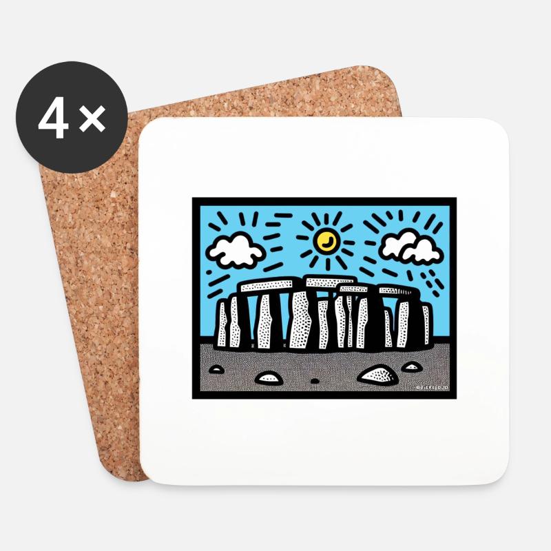 Stonehenge-Kunst - Untersetzer (4er-Set) - Weiß