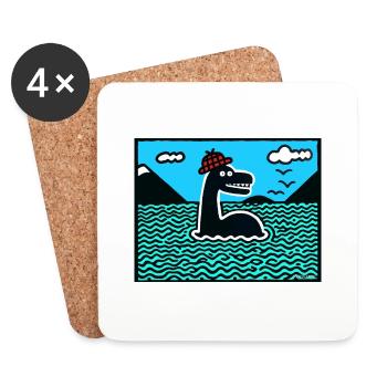 Nessie Loch Ness Monster - Untersetzer (4er-Set) - Weiß - Vorne
