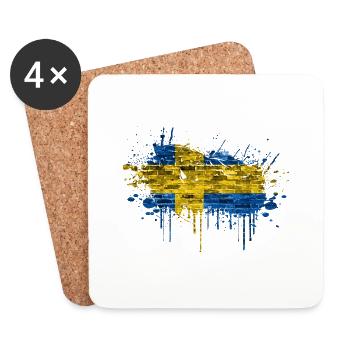 Suède Suède Scandinavie Pays nordiques Viking Europe - Dessous de verre (lot de 4) - blanc - Devant