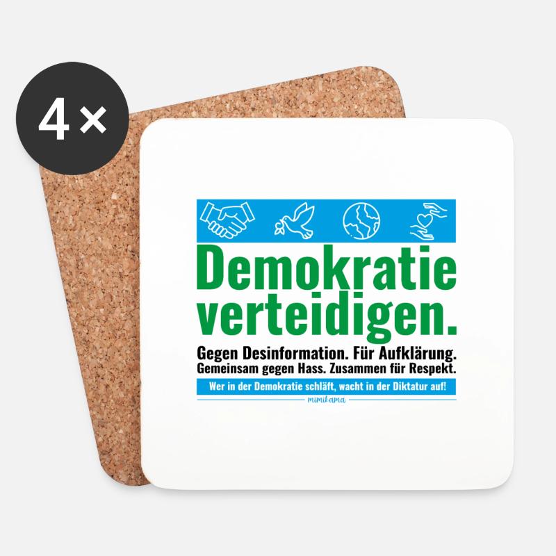 Mimikama Demokratie verteidigen - Untersetzer (4er-Set) - Weiß