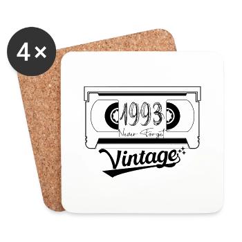1993 Vintage Born Retro Vintage Anniversary - Coasters (set of 4) - white - Front