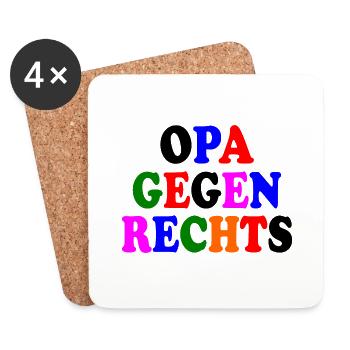 Opa gegen rechts - Untersetzer (4er-Set) - Weiß - Vorne