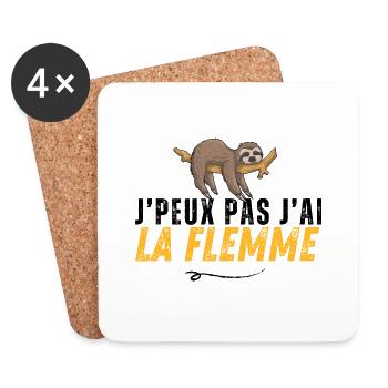 Je Peux Pas J'ai La Flemme - Dessous de verre (lot de 4) - blanc - Devant