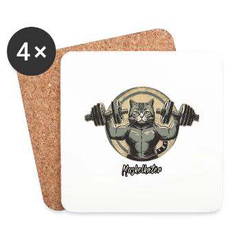 Pun ambiguous german expression - Muskelkater - Coasters (set of 4) - white - Front