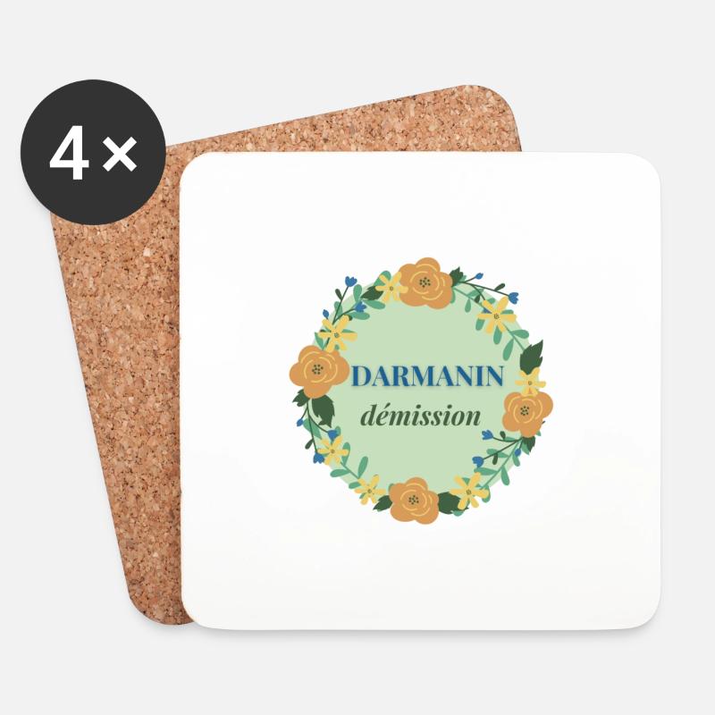 Darmanin tritt zurück - Untersetzer (4er-Set) - Weiß