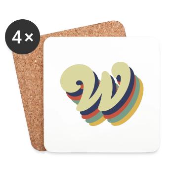 Lettre w rétro - Dessous de verre (lot de 4) - blanc - Devant