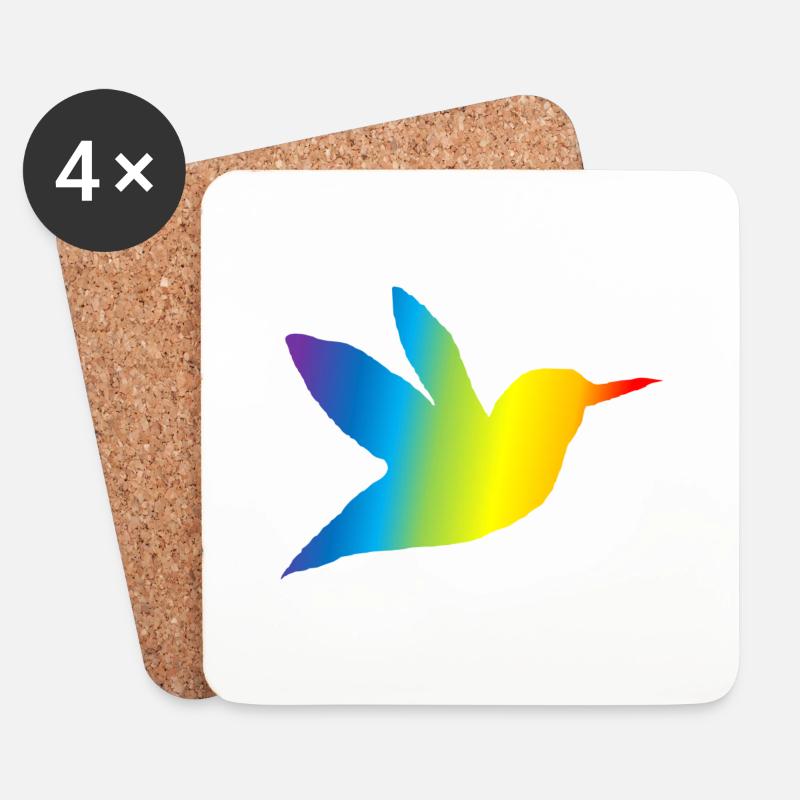 Kolibri bunt - Untersetzer (4er-Set) - Weiß