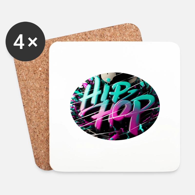 hip-hop T - Untersetzer (4er-Set) - Weiß