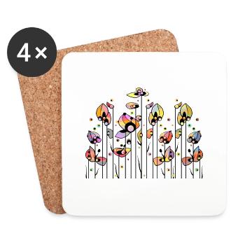 Flowers - Coasters (set of 4) - white - Front