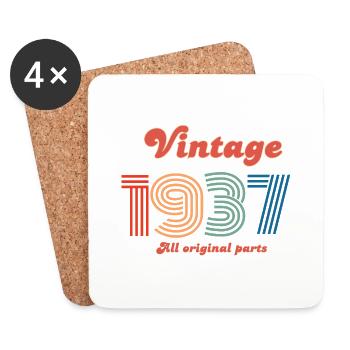 Vintage 1937 all original parts - Dessous de verre (lot de 4) - blanc - Devant