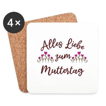 Alles Liebe zum Muttertag - Herzblumen Mama Mutter - Untersetzer (4er-Set) - Weiß - Vorne