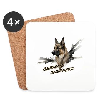 Deutscher Schäferhund, german shepherd - Untersetzer (4er-Set) - Weiß - Vorne