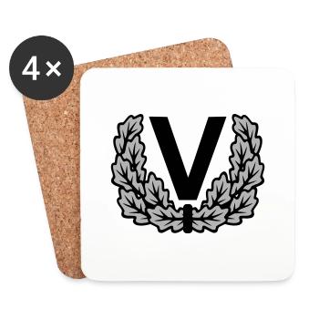 Bw Military Veteran Motif Shirt - V with Oak Leaves - Coasters (set of 4) - white - Front