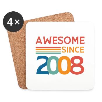 Awesome since 2008 - Coasters (set of 4) - white - Front