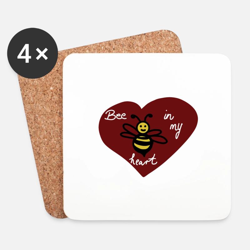Bee in my heart - Untersetzer (4er-Set) - Weiß