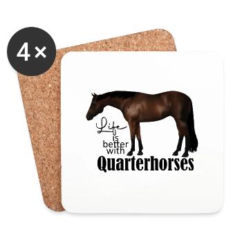 Quarterhorse Brauner - Untersetzer (4er-Set) - Weiß - Vorne