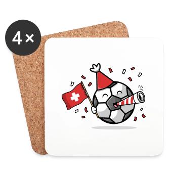 Fußballfan Schweiz - Untersetzer (4er-Set) - Weiß - Vorne