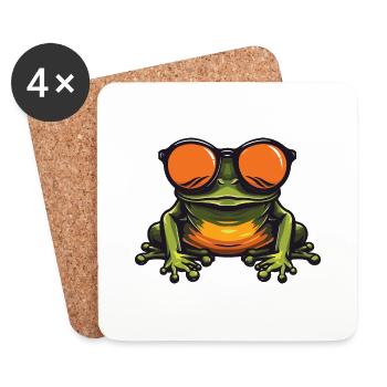 Grenouille Drôle Cool - Dessous de verre (lot de 4) - blanc - Devant