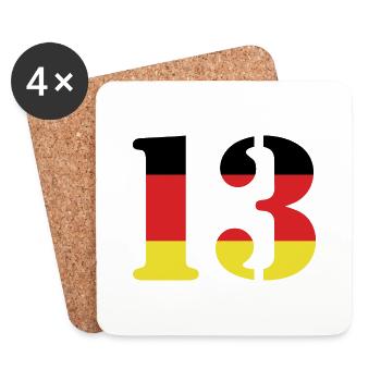 13 Numéro Jersey Allemagne - Dessous de verre (lot de 4) - blanc - Devant