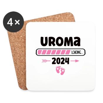 Uroma Loading 2024 Schwangerschaft Verkünden Baby - Untersetzer (4er-Set) - Weiß - Vorne
