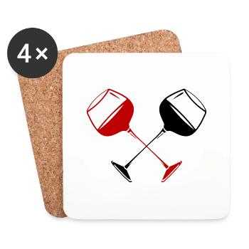 Verre à vin vin rouge symbole vin - Dessous de verre (lot de 4) - blanc - Devant