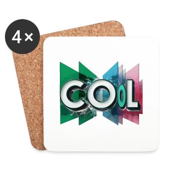 Cool - Wortdesign - Untersetzer (4er-Set) - Weiß - Vorne