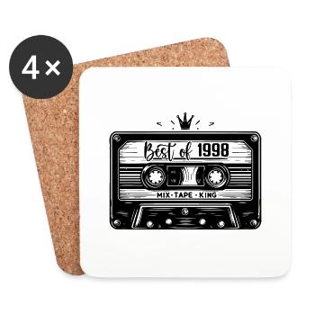 Cassette 1998 Vintage 1998 Millésime 1998 Cadeaux - Dessous de verre (lot de 4) - blanc - Devant