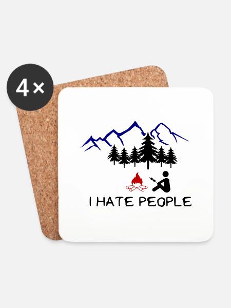 i hate people 002 - Untersetzer (4er-Set) - Weiß